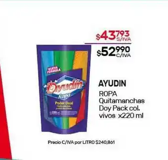 Nini Mayorista Ayudin Ropa Quitamanchas Doy Pack col. vivos x220ml oferta