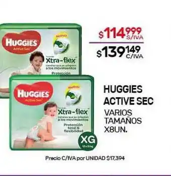 Nini Mayorista Huggies Active Sec Varios Tamaños x8un. oferta