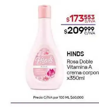 Nini Mayorista Hinds Rosa Doble Vitamina A crema corporal x350ml oferta