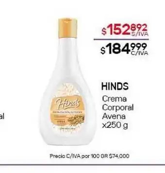 Nini Mayorista Hinds Crema Corporal Avena x250g oferta