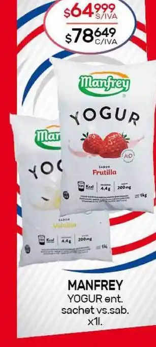 Nini Mayorista Manfrey Yogur ent. sachet vs. sab. x1L oferta