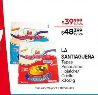 Nini Mayorista La Santiagueña Tapas Pascualina Hojaldr/ Criolla x360g oferta