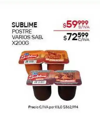 Nini Mayorista Sublime Postre varios sab. x200g oferta