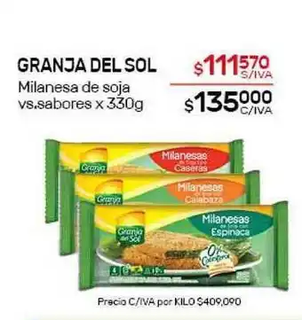 Nini Mayorista Granja Del Sol Milanesa de soja vs. sabores x330g oferta