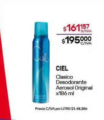 Nini Mayorista Ciel Clasico Desodorante Aerosol Original x186ml oferta