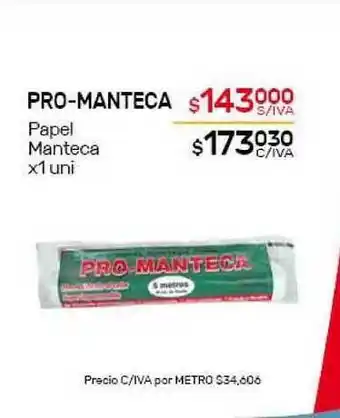 Nini Mayorista Pro-Manteca Papel Manteca x1 uni oferta