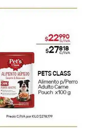 Nini Mayorista Pets Class Alimento p/Perro Adulto Carne Pouch x100g oferta