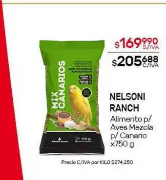 Nini Mayorista Nelsoni Ranch Alimento p/Aves Mezcla p/Canario x750g oferta