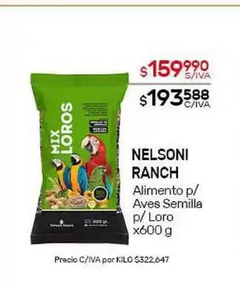 Nini Mayorista Nelsoni Ranch Alimento p/Aves Semilla p/Loro x600g oferta