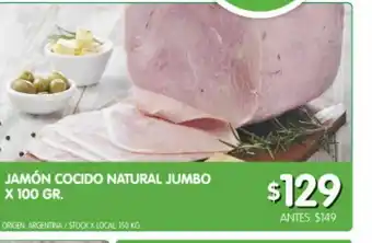 Jumbo Jamón cocido natural jumbo 100 gr oferta