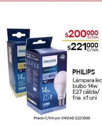 Nini Mayorista Philips Lámpara led bulbo 14w E27 cálida/fria x1 uni oferta