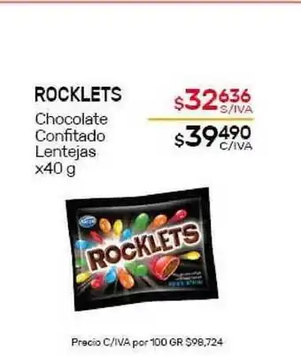 Nini Mayorista Rocklets Chocolate Confitado Lentejas x40g oferta