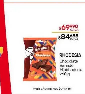 Nini Mayorista Rhodesia Chocolate Bañado Minirhodesia x60g oferta