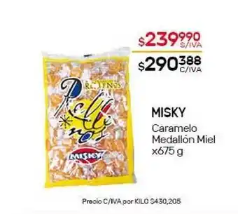 Nini Mayorista Misky Caramelo Medallón Miel x675g oferta