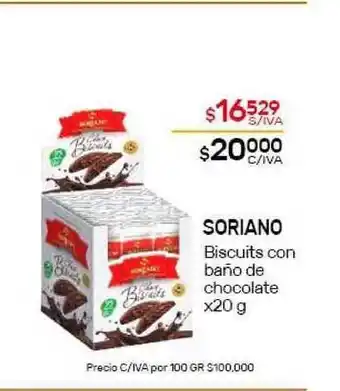 Nini Mayorista Soriano Biscuits con baño de chocolate x20g oferta