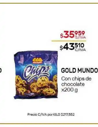 Nini Mayorista Gold Mundo Con chips de chocolate x200g oferta