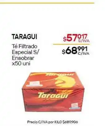 Nini Mayorista Taragui Té Filtrado Especial S/Ensobrar x50 uni oferta