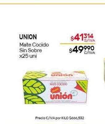 Nini Mayorista Unión Mate Cocido Sin Sobre x25 uni oferta