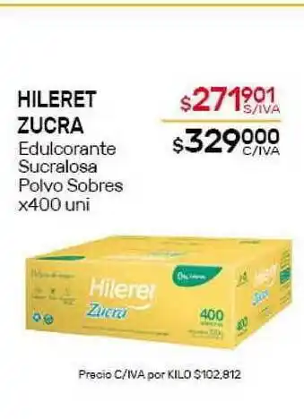 Nini Mayorista Hileret Zucra Edulcorante Sucralosa Polvo Sobres x400 uni oferta