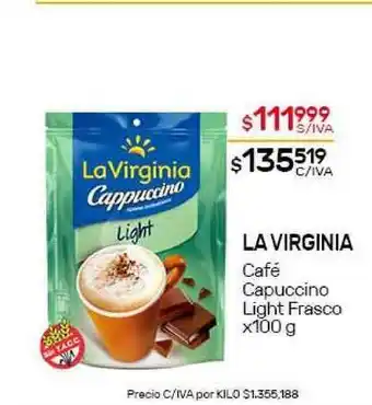 Nini Mayorista La Virginia Café Capuccino Light Frasco x100g oferta