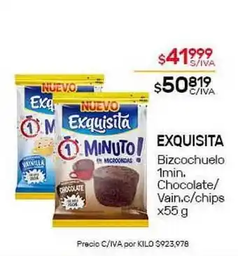 Nini Mayorista Exquisita Bizcochuelo 1min. Chocolate/Vain c/chips x55g oferta