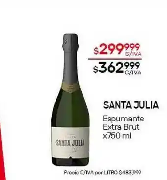 Nini Mayorista Santa Julia Espumante Extra Brut x750ml oferta
