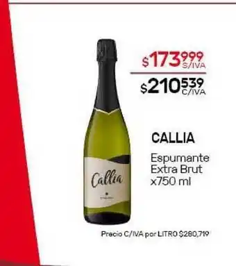 Nini Mayorista Callia Espumante Extra Brut x750ml oferta