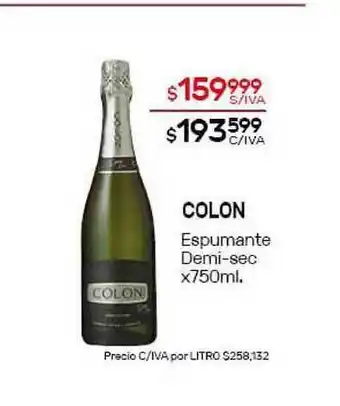 Nini Mayorista Colon Espumante Demi/sec x750ml oferta