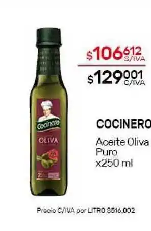 Nini Mayorista Cocinero Aceite Oliva Puro x250ml oferta