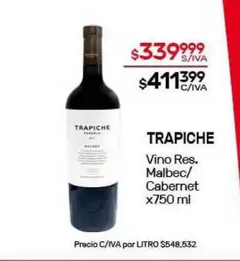 Nini Mayorista Trapiche Vino Res. Malbec/Cabernet x750ml oferta