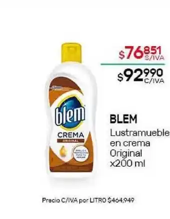 Nini Mayorista Blem Lustramueble en crema Original x200ml oferta