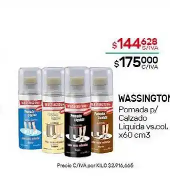 Nini Mayorista Wassington Pomada p/Calzado Liquida vs. col. x60 cm3 oferta