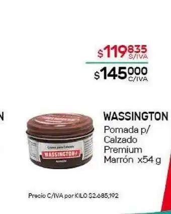 Nini Mayorista Wassington Pomada pCalzado Premium Marrón x54g oferta