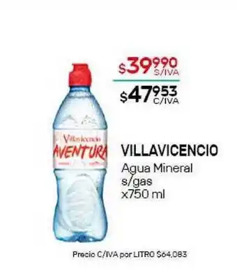 Nini Mayorista Villavicencio Agua Mineral s/gas x750 ml oferta