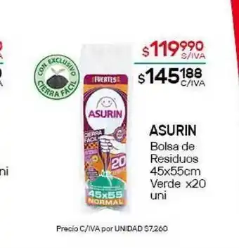 Nini Mayorista Asurin Bolsa de Residuos 45x55cm Verde x20 uni oferta