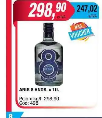 Maxiconsumo 8 Anis Hnos. x 1lt. oferta