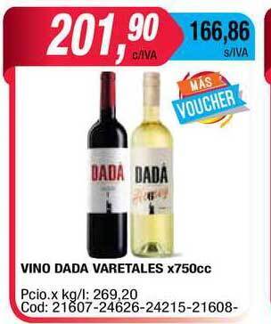 Maxiconsumo Dada Vino Varietales x750cc oferta