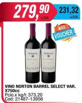 Maxiconsumo Norton Barrel Vino Select Var. x750cc oferta
