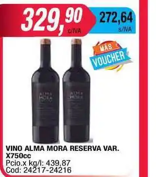 Maxiconsumo Alma Mora Vion Reserva Var. x750cc oferta