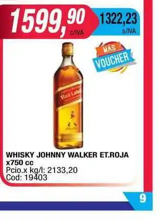 Maxiconsumo Johnny Walker Whisky Et. Roja x750cc oferta
