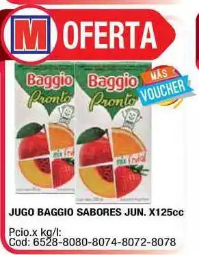 Maxiconsumo Baggio Jugo Sabores Jun. x125cc oferta