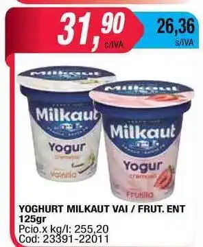 Maxiconsumo Milkaut Yoghurt Vai/Frut. Ent 125gr oferta