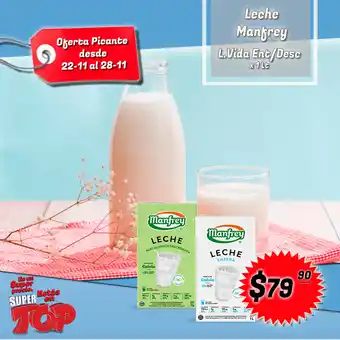 Supermercados Top Leche Manfrey L.Vida Ent/Desc x 1lt oferta