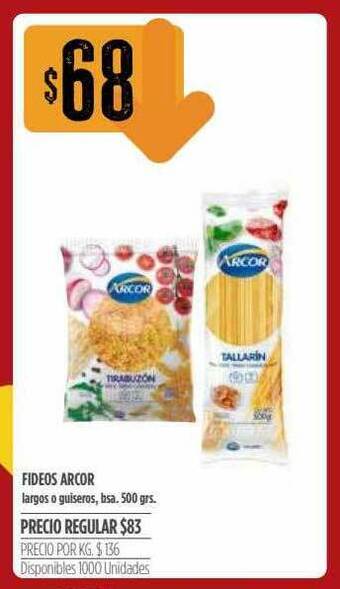 Supermercados Vea Fideos Arcor 500grs oferta