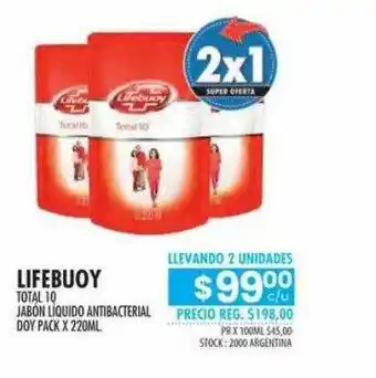 Pigmento Lifebuoy Total 10 Jabón Liquido Antibacterial Doy Pack x 220ml oferta