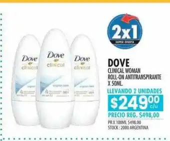 Pigmento Dove Clinical Woman Roll-on Antitranspirante x 50ml oferta