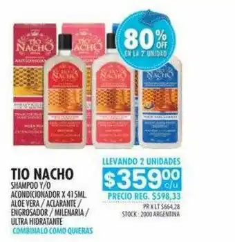 Pigmento Tio Nacho Shampoo Y O Acondicionador Aloe Ver Aclarante Engrosador Milenaria Ultra Hidratante oferta