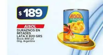 Carrefour Maxi Aisol Duraznos En Mitades x 820grs oferta