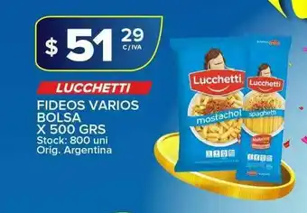 Carrefour Maxi Lucchetti Fideos Varios Bolsa x 500grs oferta