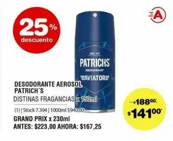 Atomo Conviene Desodorante Aerosol Patrich's x 150ml oferta